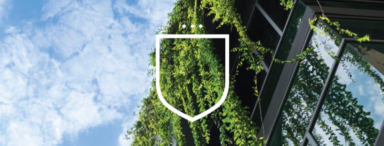 image of sustainable building covered in greenery